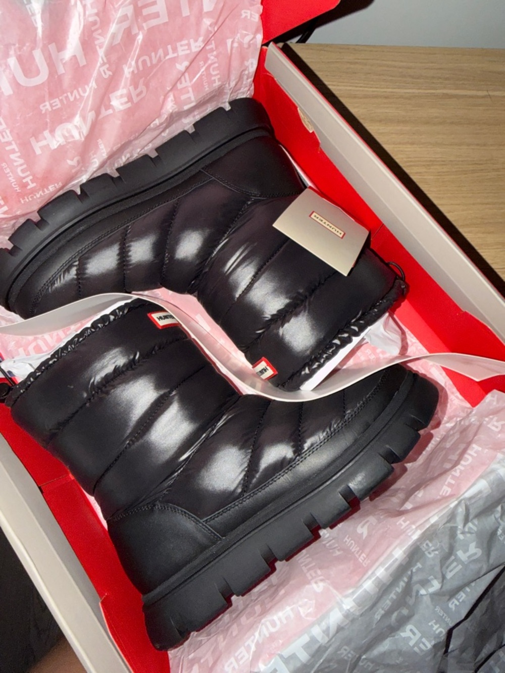 Hunter Black Quilted Puffer Winter Rain Boots - Picture 2 of 5